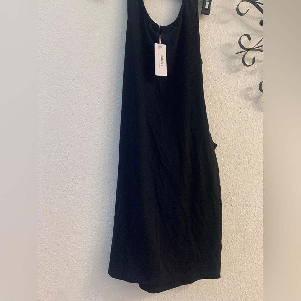 Zalalus Womens Sexy Twist Front Cutout Sleeveless Bodycon Dress Black Medium
